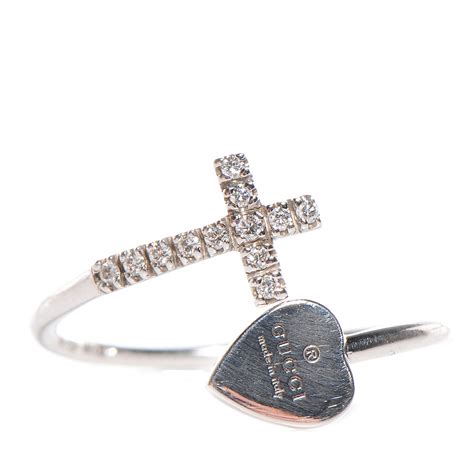 gucci 18k cross and heart ring|Icon 18k heart ring in 18k white gold .